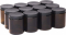 NMS 9 Ounce Amber Glass Straight Sided Mason Canning Jars - With 70mm Black Plastic Lids - Case of 12