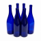 NMS 750ml Glass California Hock Wine Bottle Flat-Bottomed Cork Finish - Case of 6 - Cobalt Blue