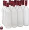 North Mountain Supply 750ml Glass White Frosted Wine Bottles with Twist-N-Seal Capsules (Burgundy)- Case of 12